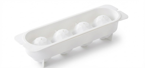 Darrahopens Home & Garden > Kitchenware > Kitchen Utensils 2 PCS Large Diamond Ice Cube Trays with Lids 4 Cavity Geometric Sphere Ice Ball Maker Mould Stackable Hard Plastic for Whiskey Cocktails White