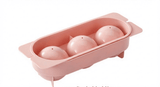 Darrahopens Home & Garden > Kitchenware > Kitchen Utensils 2 PCS Large Round Ice Cube Trays with Lids 3 Cavity Sphere Ice Ball Maker Mould Stackable Hard Plastic Slow Melting for Whiskey Cocktails Pink
