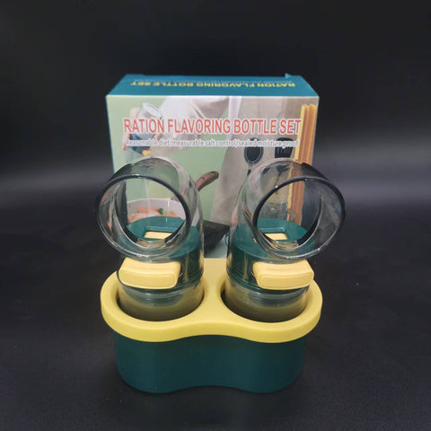 Darrahopens Home & Garden > Kitchenware > Kitchen Utensils 2 PCS Quantitative Salt & Spice Dispenser Set with Storage Base - 0.5g Precise Metering Shakers for Salt & Pepper - Push Button Portion Control Kitchen Organiser - Dark Green