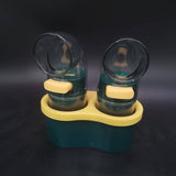 Darrahopens Home & Garden > Kitchenware > Kitchen Utensils 2 PCS Quantitative Salt & Spice Dispenser Set with Storage Base - 0.5g Precise Metering Shakers for Salt & Pepper - Push Button Portion Control Kitchen Organiser - Dark Green