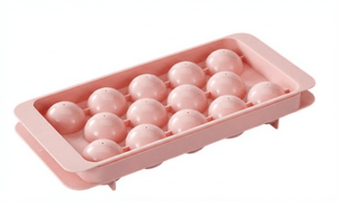 Darrahopens Home & Garden > Kitchenware > Kitchen Utensils 2 PCS Round Ice Cube Trays with Lids 14 Cavity Sphere Ice Ball Maker Mould Stackable Hard Plastic Easy Release for Whiskey Cocktails Pink