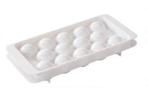 Darrahopens Home & Garden > Kitchenware > Kitchen Utensils 2 PCS Round Ice Cube Trays with Lids 14 Cavity Sphere Ice Ball Maker Mould Stackable Hard Plastic Easy Release for Whiskey Cocktails White