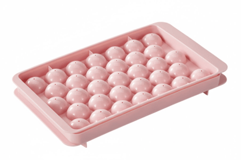 Darrahopens Home & Garden > Kitchenware > Kitchen Utensils 2 PCS Round Ice Cube Trays with Lids 33 Cavity Sphere Ice Ball Maker Mould Stackable Hard Plastic Easy Release for Cocktails Whiskey Pink