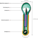 2-Piece Fruit Carving Tool Set Melon Baller Scoop Knife Stainless Steel(Blue, yellow and purple)