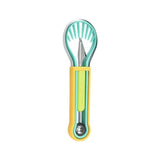 Darrahopens Home & Garden > Kitchenware > Kitchen Utensils 2-Piece Fruit Carving Tool Set Melon Baller Scoop Knife Stainless Steel(Yellow, blue and green)