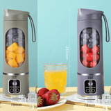 Darrahopens Home & Garden > Kitchenware > Kitchen Utensils 2-piece Purple and Green 7.4V Portable Blender Smoothie Maker 450ml Wireless Rechargeable Juicer Cup with 12-Blade Stainless Steel Cutter, LED Digital Display, USB Charging Personal Blender for Travel Gym Office Home