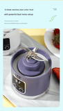 Darrahopens Home & Garden > Kitchenware > Kitchen Utensils 2-piece Purple and Green 7.4V Portable Blender Smoothie Maker 450ml Wireless Rechargeable Juicer Cup with 12-Blade Stainless Steel Cutter, LED Digital Display, USB Charging Personal Blender for Travel Gym Office Home