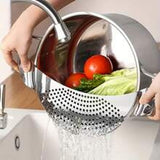 Darrahopens Home & Garden > Kitchenware > Kitchen Utensils 2-piece stainless steel crescent shaped filter - kitchen multifunctional pasta and oil drain In Australia - Darrahopens