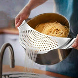Darrahopens Home & Garden > Kitchenware > Kitchen Utensils 2-piece stainless steel crescent shaped filter - kitchen multifunctional pasta and oil drain In Australia - Darrahopens