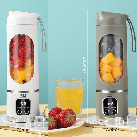 Darrahopens Home & Garden > Kitchenware > Kitchen Utensils 2-piece White and Green 7.4V Portable Blender Smoothie Maker 450ml Wireless Rechargeable Juicer Cup with 12-Blade Stainless Steel Cutter, LED Digital Display, USB Charging Personal Blender for Travel Gym Office Home