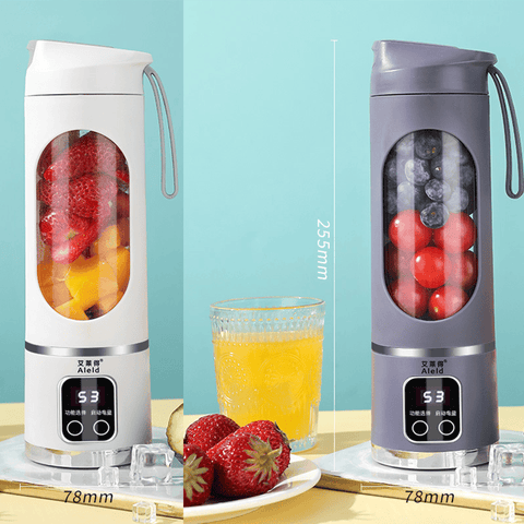 Darrahopens Home & Garden > Kitchenware > Kitchen Utensils 2-piece White and Purple 7.4V Portable Blender Smoothie Maker 450ml Wireless Rechargeable Juicer Cup with 12-Blade Stainless Steel Cutter, LED Digital Display, USB Charging Personal Blender for Travel Gym Office Home