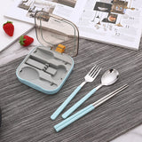 Darrahopens Home & Garden > Kitchenware > Kitchen Utensils 2 Sets Green Portable Stainless Steel Cutlery Set -  Reusable Utensils (2 Fork, 2 Spoon, 2 pairs of Chopsticks) with Compact Travel Case