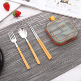 Darrahopens Home & Garden > Kitchenware > Kitchen Utensils 2 Sets Green Portable Stainless Steel Cutlery Set -  Reusable Utensils (2 Fork, 2 Spoon, 2 pairs of Chopsticks) with Compact Travel Case