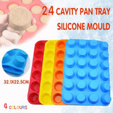 Darrahopens Home & Garden > Kitchenware > Kitchen Utensils 24 Cavity Pan Tray Silicone Mini Cupcake Cookie Baking Mold Au - Orange