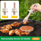 Darrahopens Home & Garden > Kitchenware > Kitchen Utensils 2pcs Glass Oil Bottles with Silicone Brush for Kitchen Cooking Oil Dispenser Set