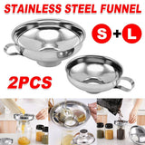 Darrahopens Home & Garden > Kitchenware > Kitchen Utensils 2pcs Stainless Steel Wide Mouth Funnel Large Bore Oil Drain Household Funnel Set
