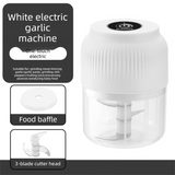 Darrahopens Home & Garden > Kitchenware > Kitchen Utensils 3-blade cutter head White Wireless Electric Garlic Chopper 300ml Portable Mini Food Processor USB Rechargeable for Baby Food and Dipping Sauce Essential Local Kitchen Tool