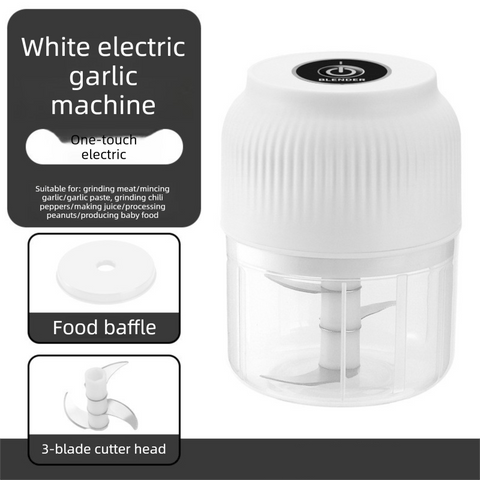 Darrahopens Home & Garden > Kitchenware > Kitchen Utensils 3-blade cutter head White Wireless Electric Garlic Chopper 300ml Portable Mini Food Processor USB Rechargeable for Baby Food and Dipping Sauce Essential Local Kitchen Tool