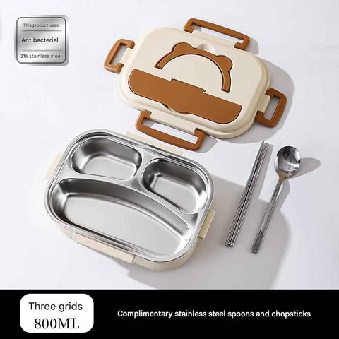 Darrahopens Home & Garden > Kitchenware > Kitchen Utensils 3 Grids 316 Stainless Steel Insulated Lunch Box with Compartments Large Capacity Bento Box with Insulated Bag