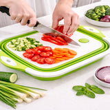 Darrahopens Home & Garden > Kitchenware > Kitchen Utensils 3-in-1 Green Collapsible Cutting Board & Drain Basin & Storage Tub - Portable Multifunctional Food Grade Storage Basket(37x27x12cm)