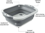 Darrahopens Home & Garden > Kitchenware > Kitchen Utensils 3-in-1 Grey Collapsible Cutting Board & Drain Basin & Storage Tub - Portable Multifunctional Food Grade Storage Basket(37x27x12cm)