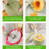Darrahopens Home & Garden > Kitchenware > Kitchen Utensils 3-in-1 Stainless Steel Fruit Carving Scoop, Multi-Function Melon Seed Remover Kitchen Tool