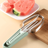 Darrahopens Home & Garden > Kitchenware > Kitchen Utensils 3-in-1 Stainless Steel Watermelon Cutter Set, Multi-Function Melon Slicer, Scoop, and Fork Kitchen Tool—Green