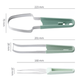 Darrahopens Home & Garden > Kitchenware > Kitchen Utensils 3-in-1 Stainless Steel Watermelon Cutter Set, Multi-Function Melon Slicer, Scoop, and Fork Kitchen Tool—Off-White