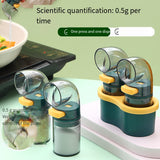 Darrahopens Home & Garden > Kitchenware > Kitchen Utensils 3 PCS Quantitative Salt & Spice Dispenser Set with Storage Base - 0.5g Precise Metering Shakers for Salt, Pepper & Spices - Push Button Portion Control Kitchen Organiser - Dark Green
