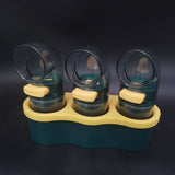 Darrahopens Home & Garden > Kitchenware > Kitchen Utensils 3 PCS Quantitative Salt & Spice Dispenser Set with Storage Base - 0.5g Precise Metering Shakers for Salt, Pepper & Spices - Push Button Portion Control Kitchen Organiser - Dark Green