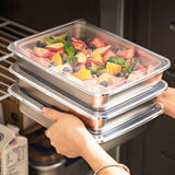 Darrahopens Home & Garden > Kitchenware > Kitchen Utensils 3 pieces/set Large stainless steel square food storage box with transparent lid - leak-proof, stackable, durable - perfect for camping, outdoor exploration and home use - perfect for storing meat, fruits