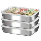Darrahopens Home & Garden > Kitchenware > Kitchen Utensils 3 pieces/set Large stainless steel square food storage box with transparent lid - leak-proof, stackable, durable - perfect for camping, outdoor exploration and home use - perfect for storing meat, fruits