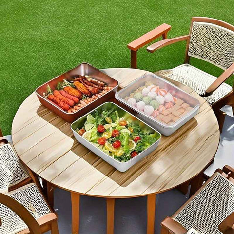 Darrahopens Home & Garden > Kitchenware > Kitchen Utensils 3 pieces/set Large stainless steel square food storage box with transparent lid - leak-proof, stackable, durable - perfect for camping, outdoor exploration and home use - perfect for storing meat, fruits