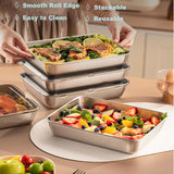 Darrahopens Home & Garden > Kitchenware > Kitchen Utensils 3 pieces/set Large stainless steel square food storage box with transparent lid - leak-proof, stackable, durable - perfect for camping, outdoor exploration and home use - perfect for storing meat, fruits