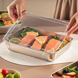 Darrahopens Home & Garden > Kitchenware > Kitchen Utensils 3 pieces/set Large stainless steel square food storage box with transparent lid - leak-proof, stackable, durable - perfect for camping, outdoor exploration and home use - perfect for storing meat, fruits