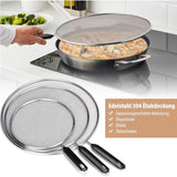 Darrahopens Home & Garden > Kitchenware > Kitchen Utensils 3 Pieces Splash Guard Stainless Steel Splash Cover With Handle Kitchen Splash Guard 25Cm 29Cm 33Cm