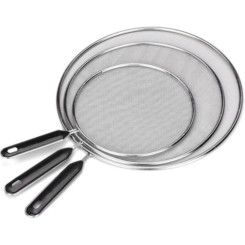 Darrahopens Home & Garden > Kitchenware > Kitchen Utensils 3 Pieces Splash Guard Stainless Steel Splash Cover With Handle Kitchen Splash Guard 25Cm 29Cm 33Cm