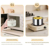 Darrahopens Home & Garden > Kitchenware > Kitchen Utensils 316 Stainless Steel Double Layer Insulated Lunch Box Microwave Safe Round Bento Box with Insulated Bag and Cutlery(1 large, 2 small)
