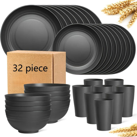 Darrahopens Home & Garden > Kitchenware > Kitchen Utensils 32件Eco-Friendly Wheat Straw Dinnerware: Stackable Design with Natural Texture, Illuminating the Sustainable Aesthetics of Every Meal