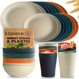 Darrahopens Home & Garden > Kitchenware > Kitchen Utensils 32件Eco-Friendly Wheat Straw Dinnerware: Stackable Design with Natural Texture, Illuminating the Sustainable Aesthetics of Every Meal