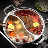 Darrahopens Home & Garden > Kitchenware > Kitchen Utensils 32cm 316 Stainless Steel Twin Divided Hot Pot Silver