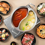 Darrahopens Home & Garden > Kitchenware > Kitchen Utensils 32cm 316 Stainless Steel Twin Divided Hot Pot Silver