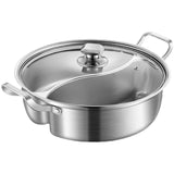 Darrahopens Home & Garden > Kitchenware > Kitchen Utensils 32cm 316 Stainless Steel Twin Divided Hot Pot Silver