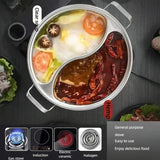 Darrahopens Home & Garden > Kitchenware > Kitchen Utensils 32cm 316 Stainless Steel Twin Divided Hot Pot Silver