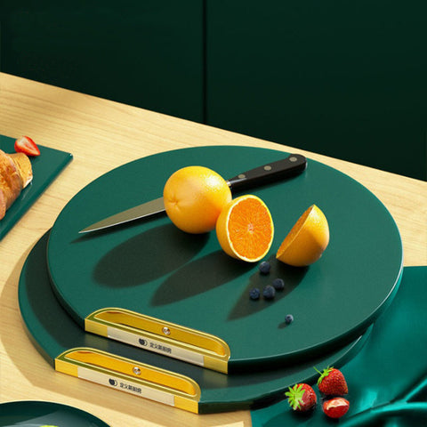 Darrahopens Home & Garden > Kitchenware > Kitchen Utensils 35X35CM Thickened Circular Standable Cutting Board - Food-Grade Double-Sided Kitchen Board with Space-Saving Vertical Storage