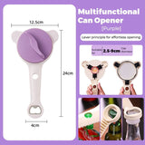 Darrahopens Home & Garden > Kitchenware > Kitchen Utensils 4-in-1 Multi-Function Can Opener, Essential Kitchen Tool for Opening Lids, Multi-Size Bottle Opener - Purple
