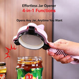 Darrahopens Home & Garden > Kitchenware > Kitchen Utensils 4-in-1 Multi-Function Can Opener, Essential Kitchen Tool for Opening Lids, Multi-Size Bottle Opener - Purple