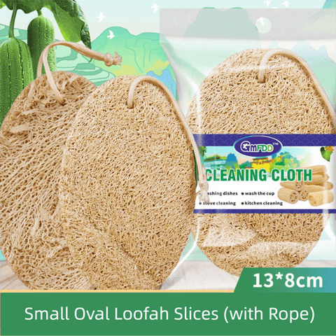 Darrahopens Home & Garden > Kitchenware > Kitchen Utensils 4-Pack Natural Loofah Sponge Scrubber (Oval Compressed Slice: 13x8CM) - Eco-Friendly Dual Use for Kitchen & Body