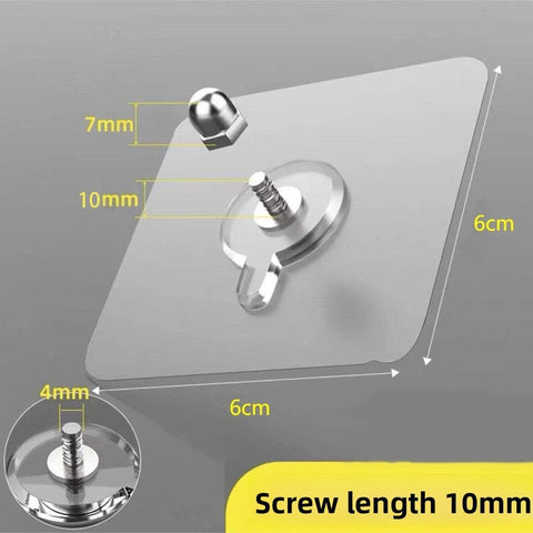 Darrahopens Home & Garden > Kitchenware > Kitchen Utensils 50-PCS Heavy Duty Adhesive Screw Stickers No Drilling Wall Hooks 6x6cm Waterproof Stainless Steel for Kitchen Bathroom Rental Friendly(10mm)