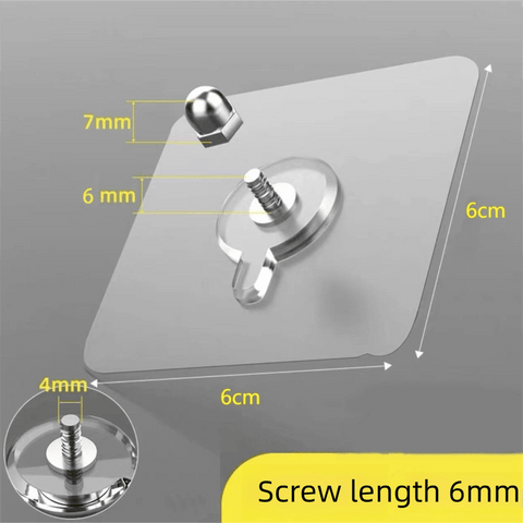Darrahopens Home & Garden > Kitchenware > Kitchen Utensils 50-PCS Heavy Duty Adhesive Screw Stickers No Drilling Wall Hooks 6x6cm Waterproof Stainless Steel for Kitchen Bathroom Rental Friendly(6mm)